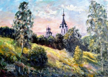 Painting titled "Church View - plein…" by Karine Andriasyan, Original Artwork, Acrylic