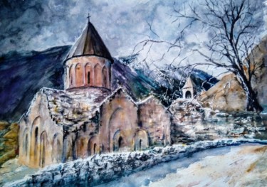 Painting titled "We and Our Mountains" by Karine Andriasyan, Original Artwork, Watercolor