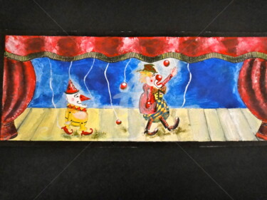 Peinture intitulée "Scène circus sur un…" par Kari Bou, Œuvre d'art originale