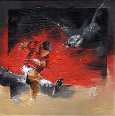 Pintura intitulada "Rouge et noir" por Karine Brailly, Obras de arte originais