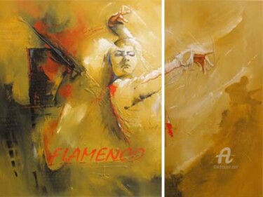 Painting titled "Baile de flamenco" by Karine Brailly, Original Artwork