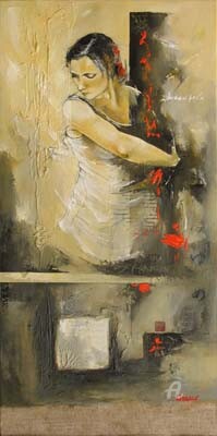 Painting titled "Mouvement flamenco" by Karine Brailly, Original Artwork