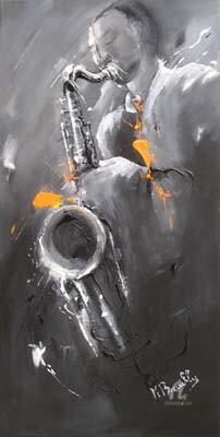 Painting titled "Entre ombre et jazz" by Karine Brailly, Original Artwork