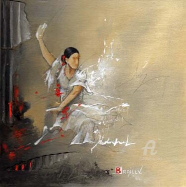 Painting titled "Attitude flamenco" by Karine Brailly, Original Artwork