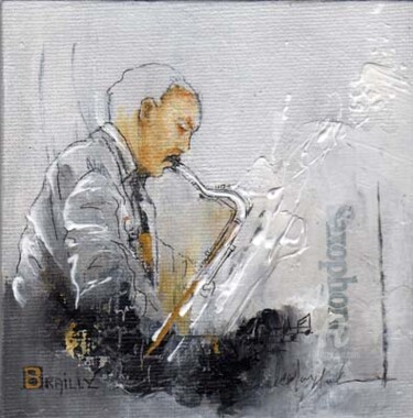 Painting titled "Saxophonique" by Karine Brailly, Original Artwork