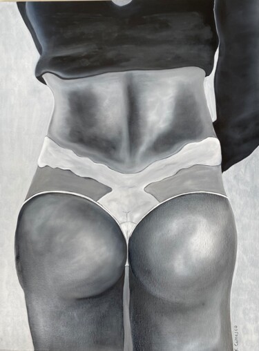 Schilderij getiteld "Sexy" door Karine Carrasco, Origineel Kunstwerk, Olie Gemonteerd op Frame voor houten brancard