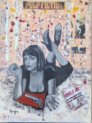 Painting titled "PULP FICTION MRS. M…" by Karine Colombani (KARINECO'ART), Original Artwork, Acrylic