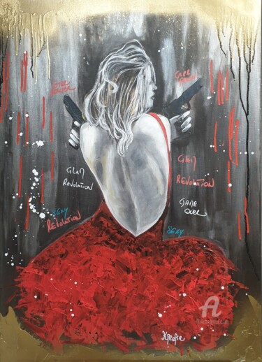 Painting titled "GLAM REVOLUTION" by Karine Colombani (KARINECO'ART), Original Artwork, Acrylic