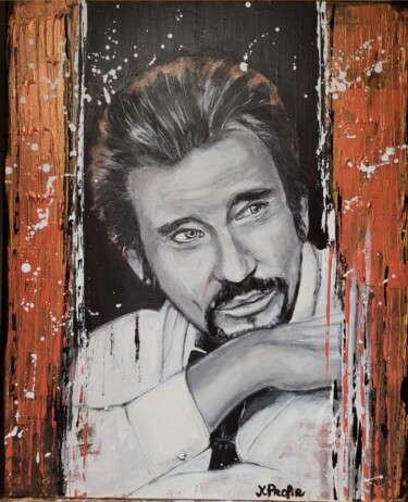 Malerei mit dem Titel "JOHNNY HALLYDAY" von Karine Colombani (KARINECO'ART), Original-Kunstwerk, Acryl