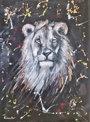 Peinture intitulée "LE LION" par Karine Colombani (KARINECO'ART), Œuvre d'art originale, Acrylique