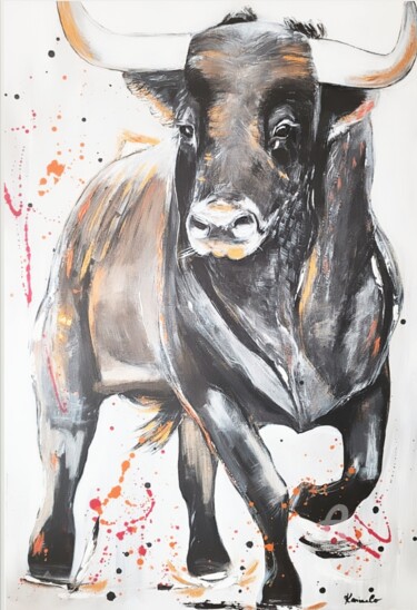 Peinture intitulée "LE TAUREAU" par Karine Colombani (KARINECO'ART), Œuvre d'art originale, Acrylique