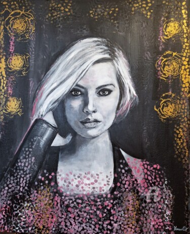 Painting titled "MARGOT ROBBIE" by Karine Colombani (KARINECO'ART), Original Artwork, Acrylic