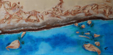 Картина под названием "CRETE VUE DU CIEL 2" - Karine D'Arlhac, Подлинное произведение искусства, Акрил Установлен на Деревян…