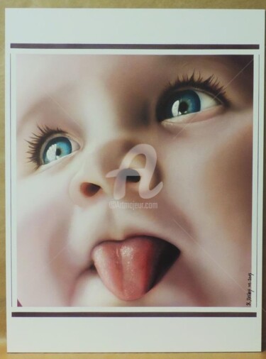 Peinture intitulée "Bébé grimace.jpg" par Ats Créations, Œuvre d'art originale, Aérographe