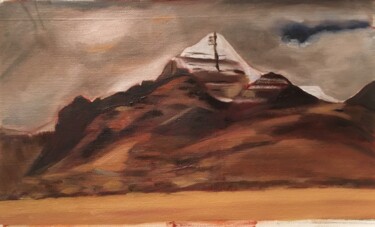 Pintura titulada "Haut désert" por Karine Dessans, Obra de arte original, Oleo Montado en Bastidor de camilla de madera