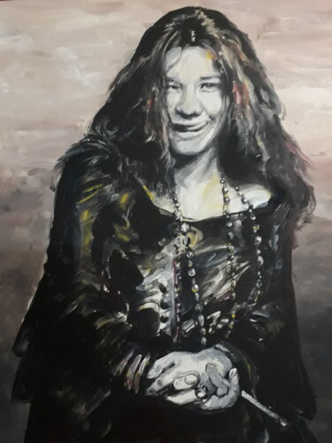Peinture intitulée ""Janis Joplin"" par Karine Ferré, Œuvre d'art originale, Acrylique