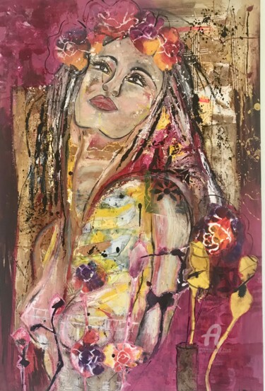 Painting titled "Femme passion" by Karine Fromentin, Original Artwork, Acrylic