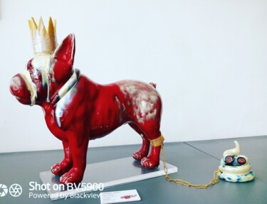 Sculpture intitulée "Le roi des chiens d…" par Karine Gervasi, Œuvre d'art originale, Céramique