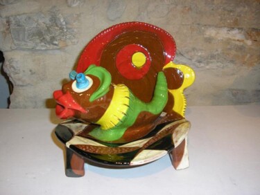 Sculpture titled "PTITE LIMACE SUR CA…" by Karine Gervasi, Original Artwork, Ceramics