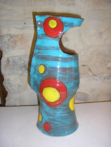 Sculpture titled "VASE ANNEE 60 MULTI…" by Karine Gervasi, Original Artwork, Ceramics