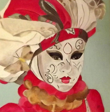 Painting titled "MASQUES VENITIENS" by Karine.H, Original Artwork, Acrylic