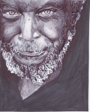 Drawing titled "sdf-black.jpg" by Karine Lambert, Original Artwork, Ballpoint pen