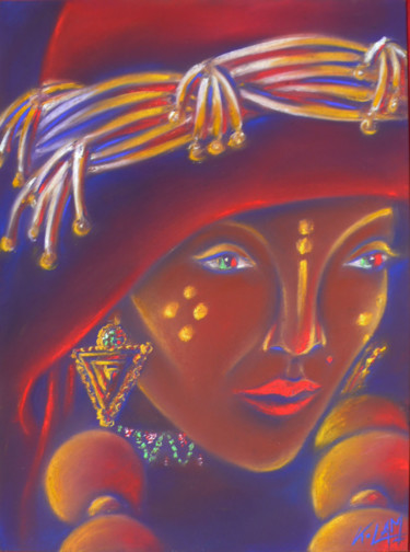 Dessin intitulée "Portrait de Femme B…" par Kalam, Œuvre d'art originale, Pastel