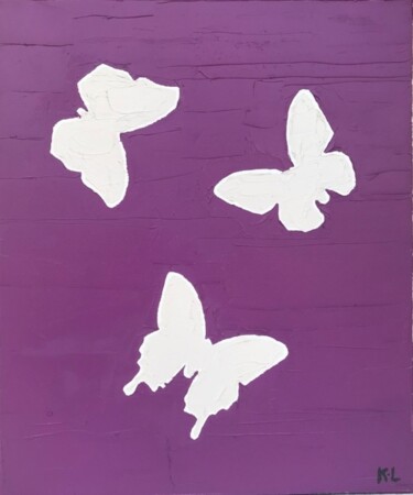"papillons magenta" başlıklı Tablo Karine Lejeune tarafından, Orijinal sanat, Petrol Ahşap Sedye çerçevesi üzerine monte edi…