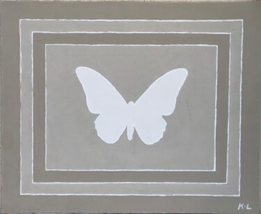 Painting titled "papillon n°2" by Karine Lejeune, Original Artwork, Oil Mounted on Wood Stretcher frame