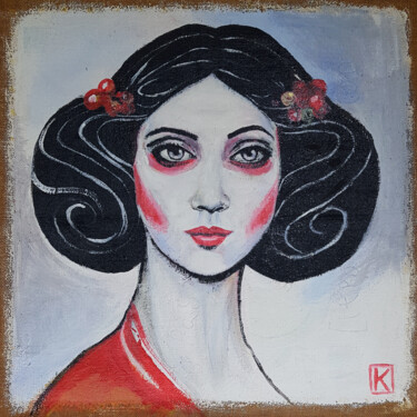 Painting titled "Venue d'ailleurs" by Karine Me Moon, Original Artwork, Acrylic Mounted on Wood Stretcher frame