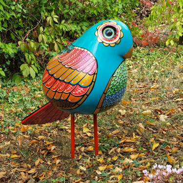 Sculpture intitulée "Birdy" par Karine Me Moon, Œuvre d'art originale, Résine