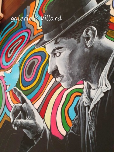Pittura intitolato "Charlie Chaplin Twi…" da Karine Villard, Opera d'arte originale, Acrilico