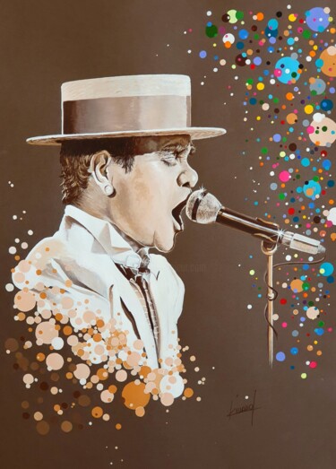 Ζωγραφική με τίτλο "Elton John" από Karine Villard, Αυθεντικά έργα τέχνης, Ακρυλικό