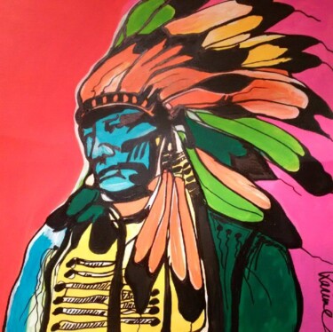 Peinture intitulée "chief..." par Karine Wingel, Œuvre d'art originale, Acrylique