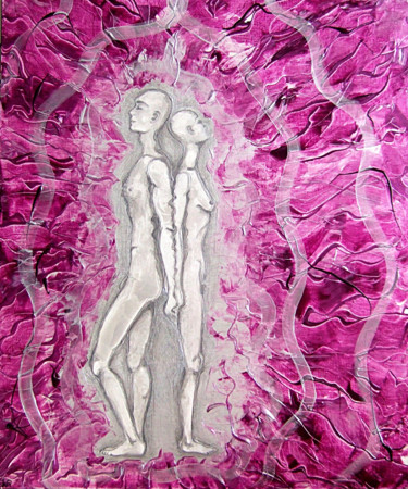 Painting titled "Les Âmes Soeurs" by Karine Cathala (KA), Original Artwork, Acrylic