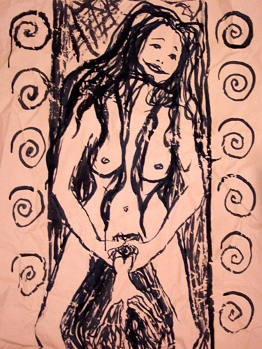Desenho intitulada "La Délivrance" por Karine Cathala (KA), Obras de arte originais, Tinta