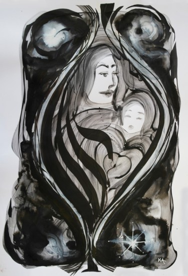 Mandorle Dessin intitulée "Mandorle" par Karine Cathala (KA), Œuvre d'art originale, Encre