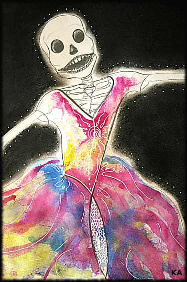 Drawing titled "La Femme Squelette" by Karine Cathala (KA), Original Artwork, Graphite