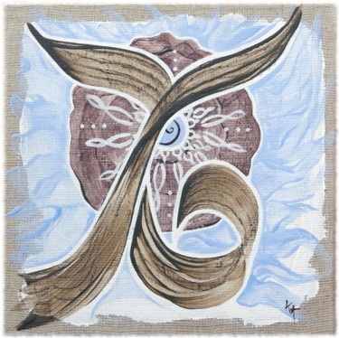 Malerei mit dem Titel "Baleine / Aigue-mar…" von Karine Cathala (KA), Original-Kunstwerk, Acryl