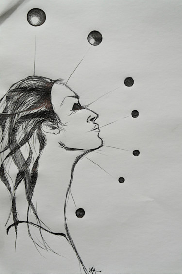 Drawing titled "Transcendance" by Karine Cathala (KA), Original Artwork, Ballpoint pen