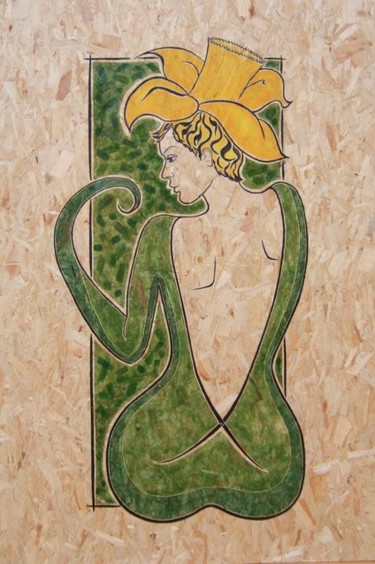 Pittura intitolato "Jonquille" da Karine Cathala (KA), Opera d'arte originale, Acrilico