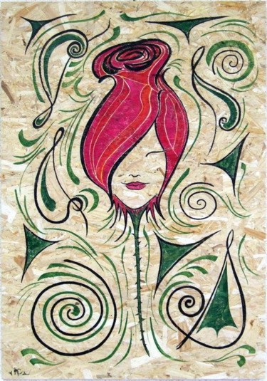 Painting titled "Mon amie la rose" by Karine Cathala (KA), Original Artwork, Acrylic
