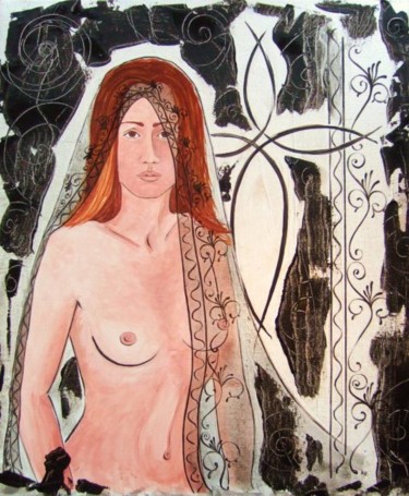 Peinture intitulée "L'Endeuillée" par Karine Cathala (KA), Œuvre d'art originale, Acrylique