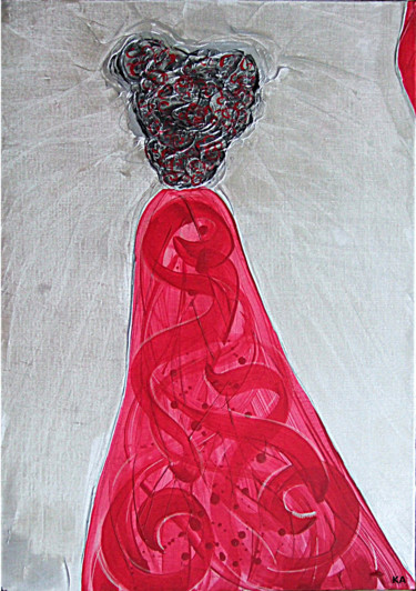 Peinture intitulée "La Rivière Rouge" par Karine Cathala (KA), Œuvre d'art originale, Acrylique