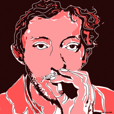 Arte digitale intitolato "Serge Gainsbourg" da Karine Collomb, Opera d'arte originale, Pittura digitale Montato su Telaio pe…