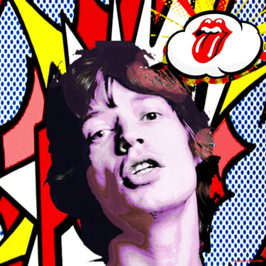 Pintura intitulada "Mick Jagger" por Karine Collomb, Obras de arte originais, Pintura digital