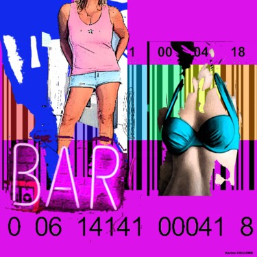 Картина под названием "Pop bar" - Karine Collomb, Подлинное произведение искусства, Цифровая живопись Установлен на Деревянн…
