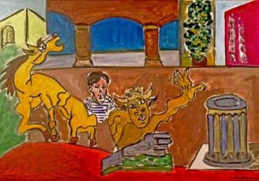 Malerei mit dem Titel "hommage à Picasso s…" von Karine Collomb, Original-Kunstwerk, Öl
