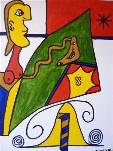 Painting titled "Le rire" by Karine Collomb, Original Artwork, Acrylic