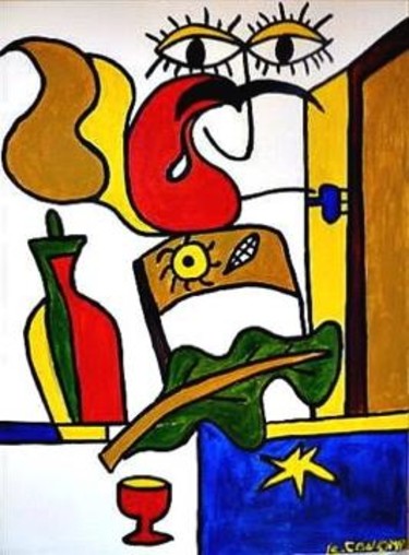 Pintura intitulada "La chaise et la bou…" por Karine Collomb, Obras de arte originais, Acrílico